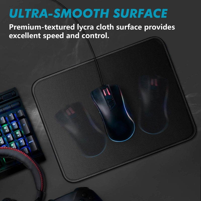 TONOS Mouse Pad 3 Packs, Basic Black Mouse Pad for Desk 11 x 8 3/4 x 1/8 in with Urtra-Smooth Surface, Stitched Edges and Non-Slip Rubber Base. Computer Mouse Pads for Laptop & PC, Gaming & Working. - Image 3